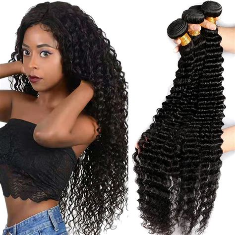 Brazilian Deep Wave Hair Weave Bundles Raw Curly Human Hair Bundles 30