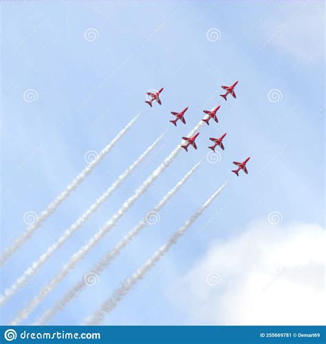 Raf Red Arrows Air Display Editorial Photo Image Of Demonstration