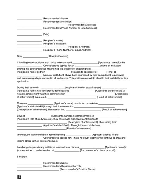 Recommendation Letter Template For Admission - Infoupdate.org