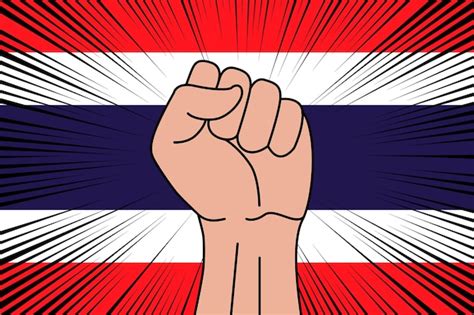 Premium Vector Human Fist Clenched Symbol On Flag Of Thailand