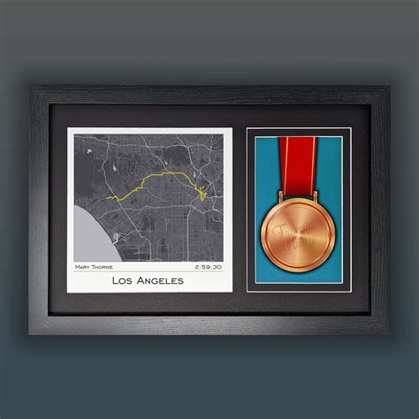 Los Angeles Marathon Map And Medal Display Frame Marathon Ts Framing Glory Ts For