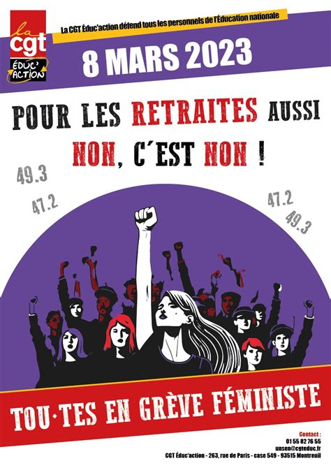 8 Mars 2023 Grève Féministe Unsen Cgt Educaction