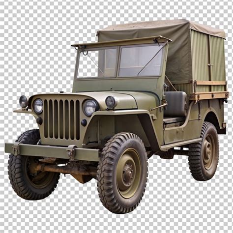 Premium Psd Ww2 Military Jeep Trailer Png On Transparent Background