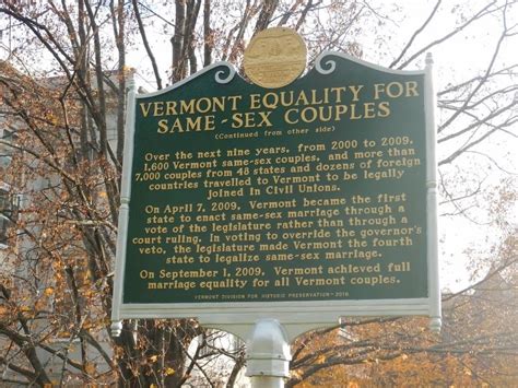 Vermont Equality For Same Sex Couples Historical Marker