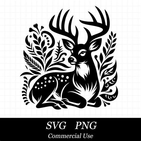 Woodland Deer SVG PNG Forest Deer Svg Floral Deer Svg SVG Files For