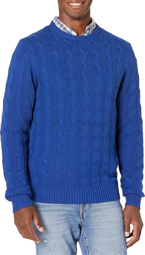 Amazon Goodthreads Men S Soft Cotton Cable Stitch Crewneck Sweater