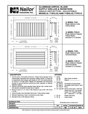 Fillable Online Submittal Models 71SV O And 71SH O Type S