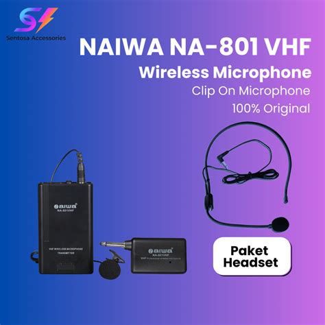 Jual Microphone Clip On Wireless Naiwa Na 801 VHF Original Mik Jepit