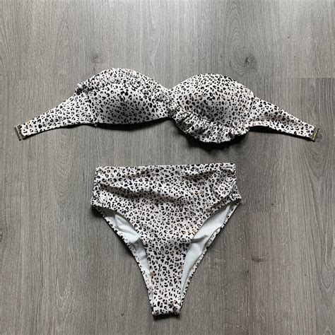 H M Matching Leopard Print High Rise Bikini Set Depop