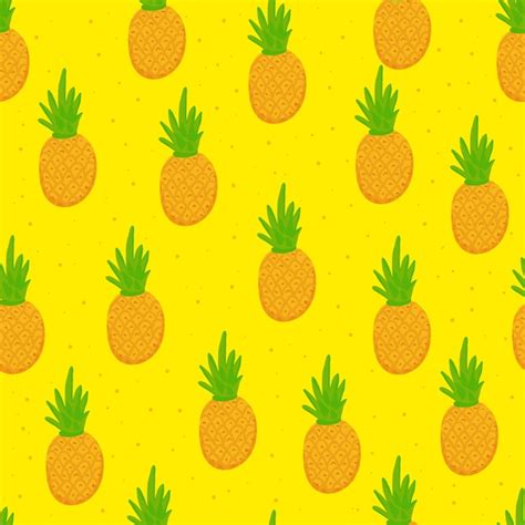 Premium Vector Summer Pineapple Seamless Pattern Doodle