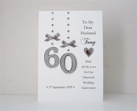 Diamond 60th Wedding Anniversary Card Husband Wife Mum And Etsy Uk