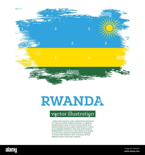 Rwanda Flag With Brush Strokes Vector Illustration Independence Day