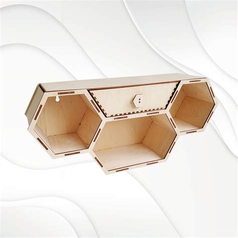 Wall shelf hexagonal laser cutting design. Laser cut drawing | Inspire