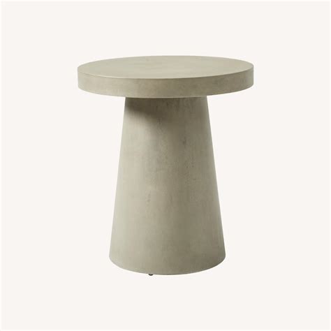 West Elm Concrete Pedestal Outdoor Round Side Table Aptdeco