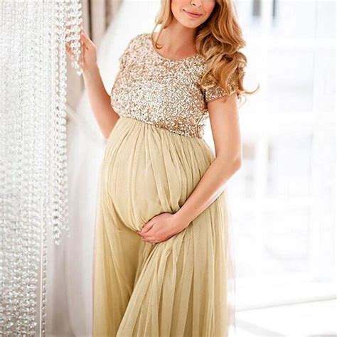 Gold Sequin Maternity Dress Amyandrose