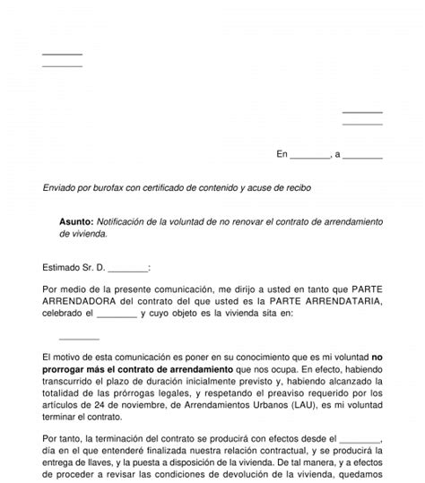 Fin De Contrato De Alquiler De Vivienda Actualizado Enero 2025