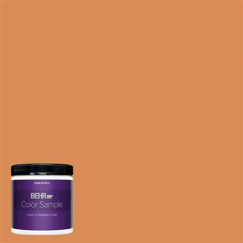 Behr Premium Plus 8 Oz Pmd 80 Spiced Pumpkin Eggshell Enamel Interior Paint And Primer In One