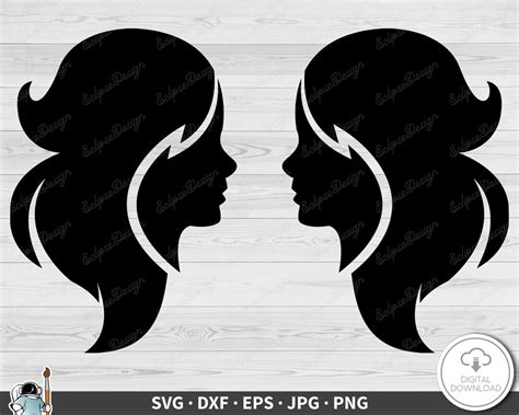 Gemini Horoscope SVG Clip Art Cut File Silhouette Dxf Eps Png Jpg ...