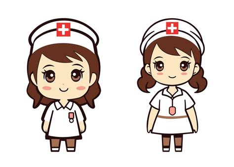 Cute cartoon nurse wearing uniform and hat, white dress, health care ...