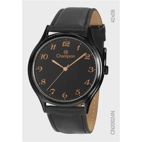 Rel Gio Masculino Preto Pulseira Em Couro Champion Cn N No Shoptime