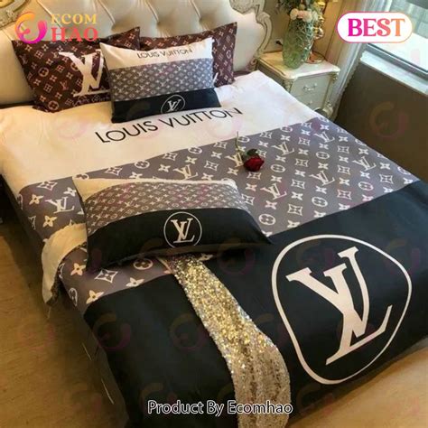 Comforter Sets Dark Beige Black Full Louis Vuitton Bedding Set Ecomhao Store