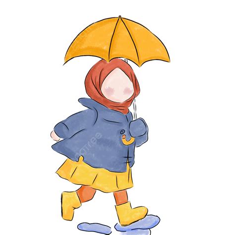 Kids Play In The Rain Kids Play Kid Cartoon Muslim Cartoon Png