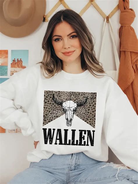 Wallen Cow Skull Leopard Print Pullover Sweatshirt Casual Temu Norway