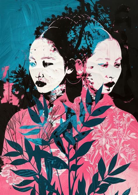 Silkscreen asian people art painting | Premium Photo Illustration ...