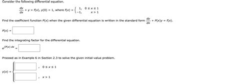 Solved Consider The Following Differential Equation Dy Dx