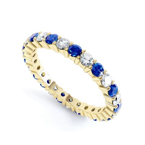 Promise Sapphire And Diamond 18ct Yellow Gold Full Eternity Ring 2 5mm