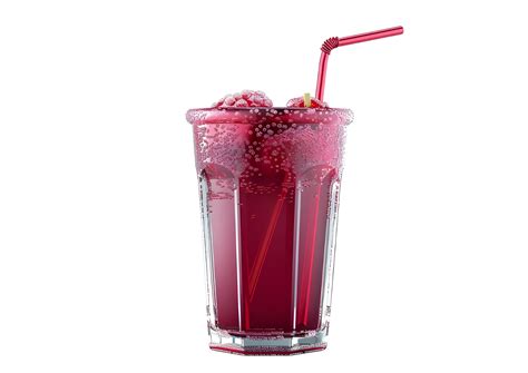 Refreshing Red Drink With Straw Isolated On Transparent Background