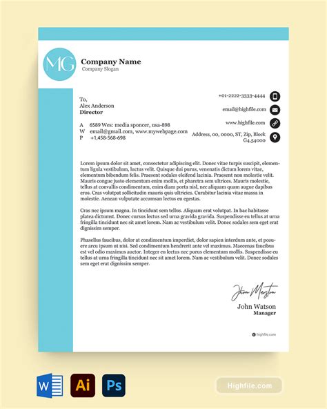 Free Business Letterhead Templates Highfile