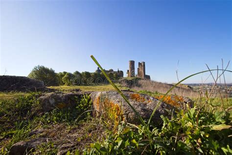 Landscape Of The Castelo De Montemor O Novo On A Bright Sunny Day Stock