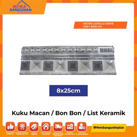 Jual List Keramik Bonbon Kuku Macan Ulir Metro X Grey X Cm