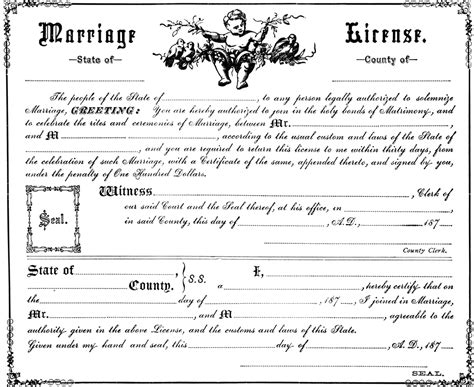 Printable Blank Marriage License Kentucky