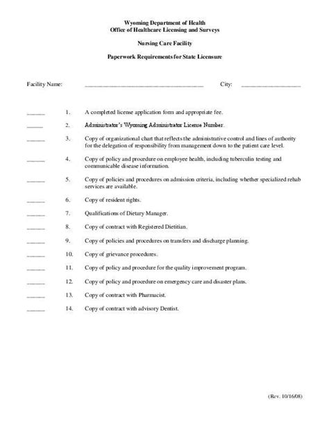 Nursing Home Application Checklist