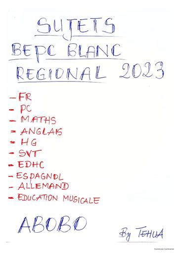 Bepc Blanc régional 2023 zone Abobo by Tehua pdf