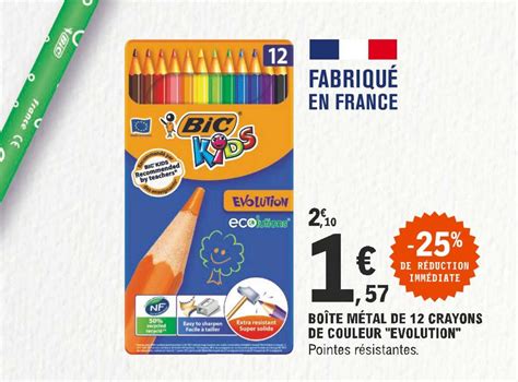 Promo Boîte Métal De 12 Crayons De Couleur evolution Bic Kids chez E