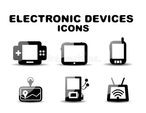 Sistema Del Icono De Los Dispositivos De Salida Ilustración del Vector