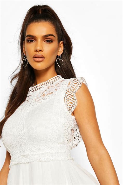 Crochet Lace Sleeveless Skater Dress Boohoo