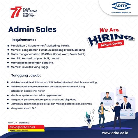 Admin Sales Pt Arita Prima Indonesia Tbk Atmago