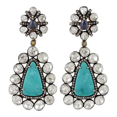 Antique Turquoise Pearl Drop Earrings At 1stDibs