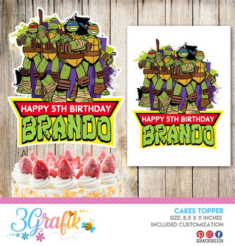 Teenage Mutant Ninja Turtles Cake Topper Banderin Ninja Turtles