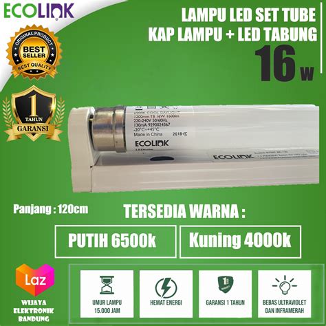 LAMPU LED SET TUBE ECOLINK Tube Tabung Neon Kap Rumah T8 TL 1 X 16w W