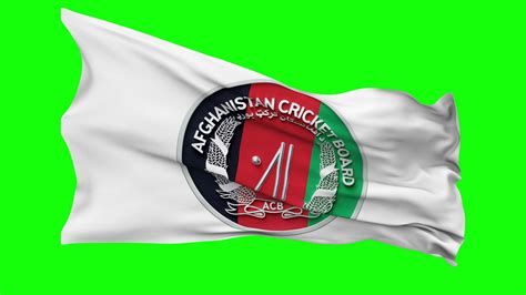 Afghanistan Cricket Board Acb Flag Waving Seamless Loop In Wind Chroma Key Green Screen Luma