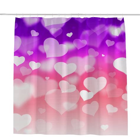 Hidove Bath Shower Curtain Valentine Background With Purple Pink Red Hearts Shower Curtain Set