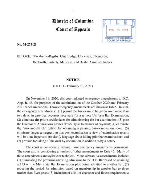 Fillable Online Notice Of Proposed Amendments To D C App R 46 Rule