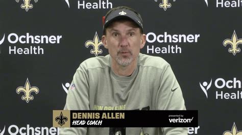 Saints head coach Dennis Allen on roster ahead of Thursday Night ...