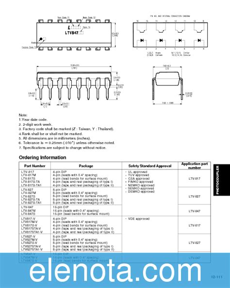 LTV 817 Datasheet PDF 1 22 MB Shenzhen Tenand Technology Pobierz Z