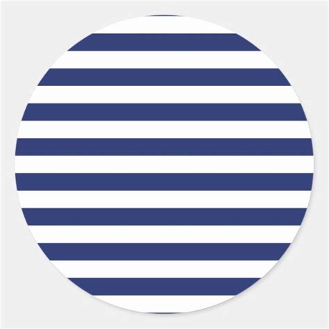 Navy Blue And White Stripe Pattern Classic Round Sticker